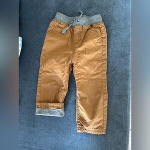 Hanna Andersson Toddler Tan Jogger Pants with cotton lining 18-24M